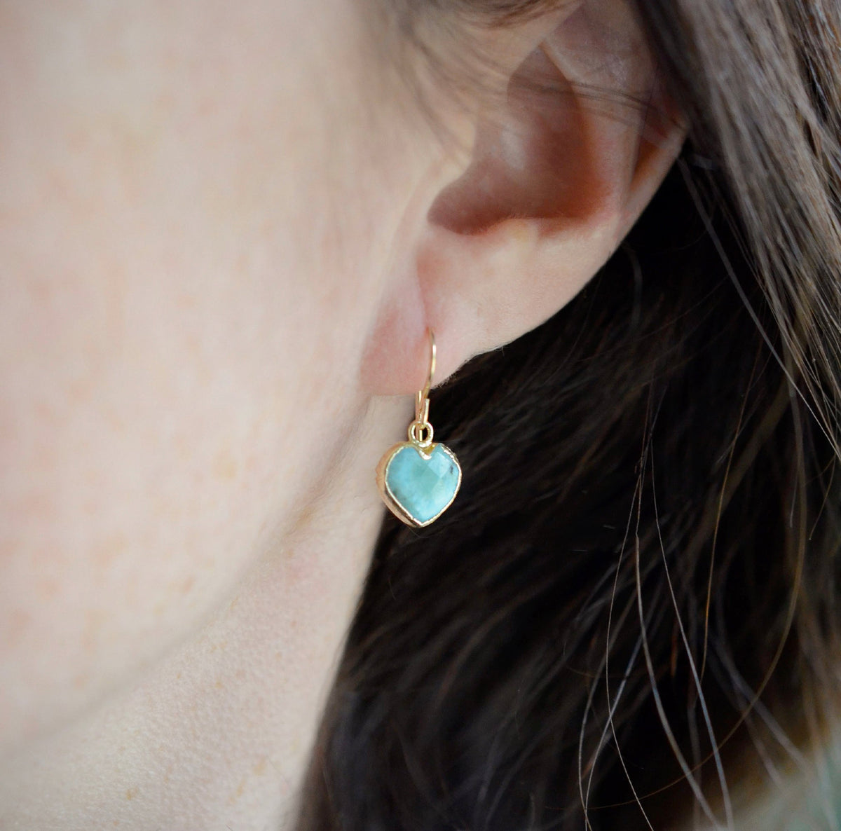 Larimar Heart Earrings