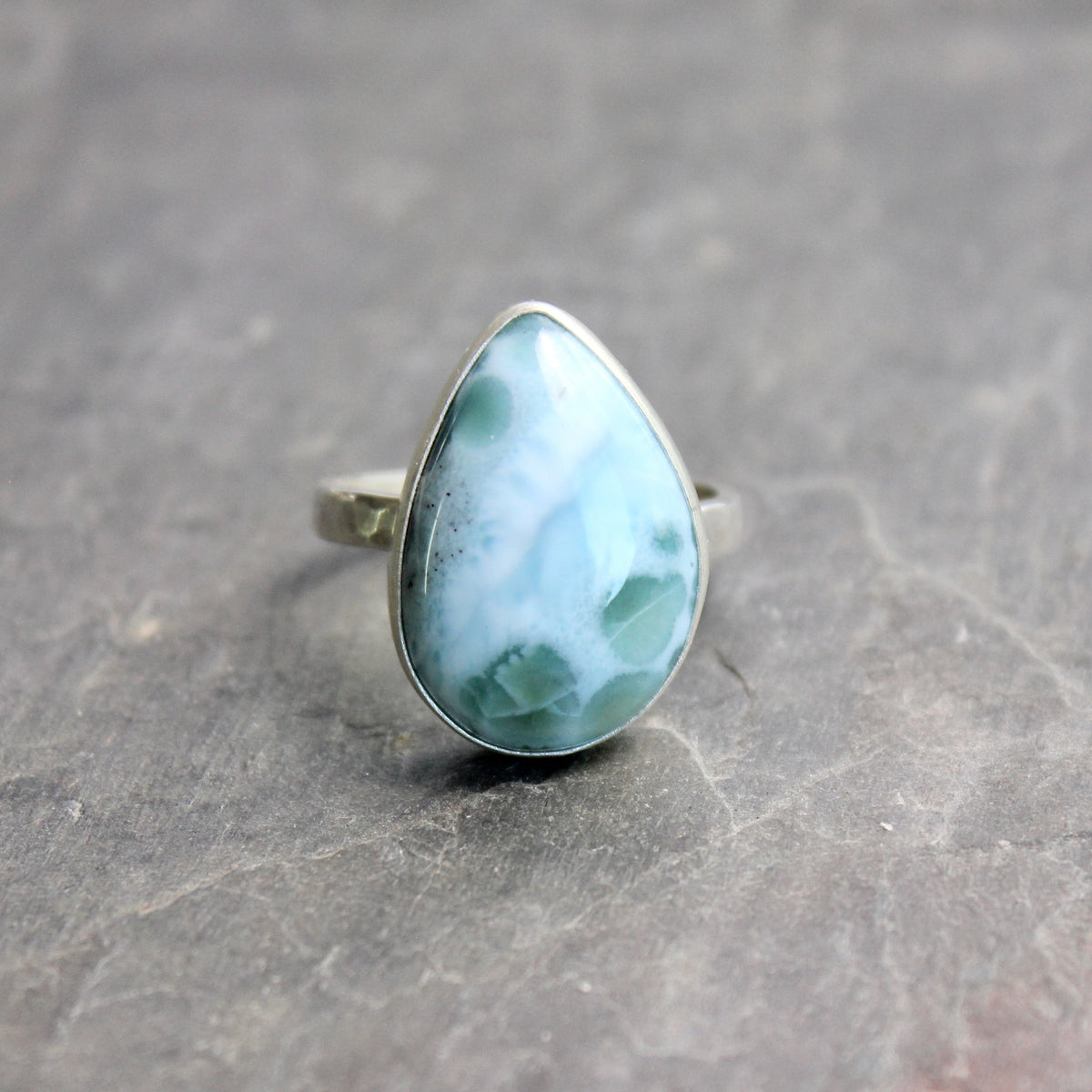 Larimar Statement Ring Size 13.75 | Dominican Republic Gemstone | Handmade Sterling Silver