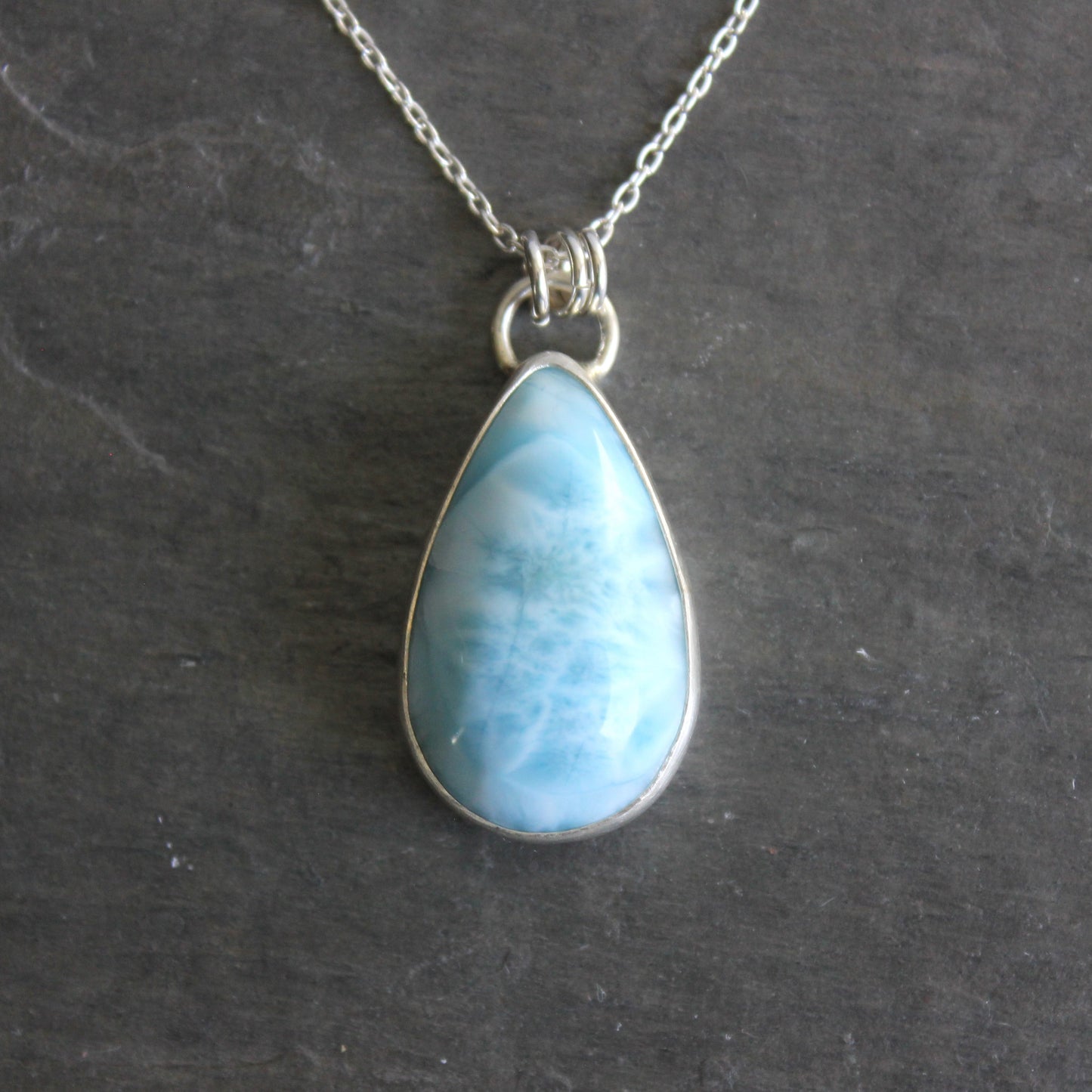 Large Teardrop Larimar Pendant Necklace | Dominican Republic Gemstone