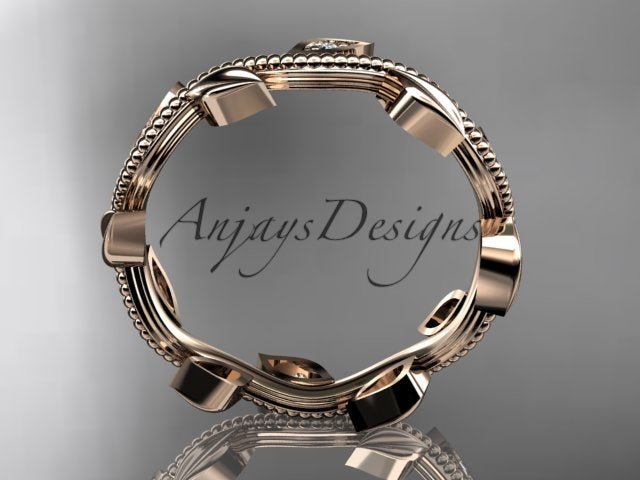 Nature Inspired Diamond Leaf Vine Wedding Band