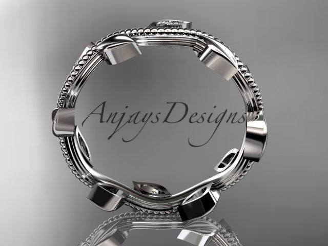 Nature Inspired Diamond Leaf Vine Wedding Band