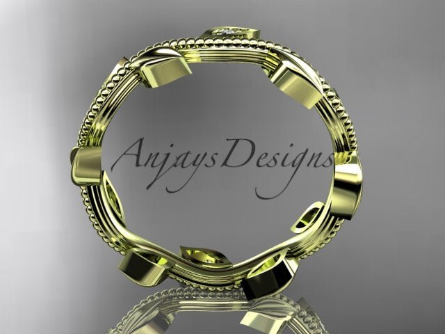 Nature Inspired Diamond Leaf Vine Wedding Band