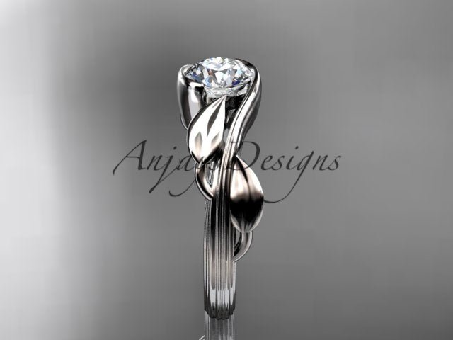 Nature Inspired Engagement Ring 1 Carat Round Diamond Ring Lab Grown Leaf and Vine Ring