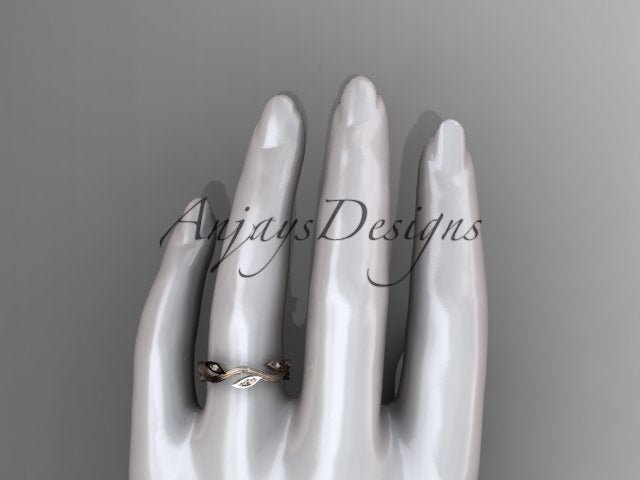 Nature Inspired Leaf Ring Lab Grown Diamond Dainty Wedding Band