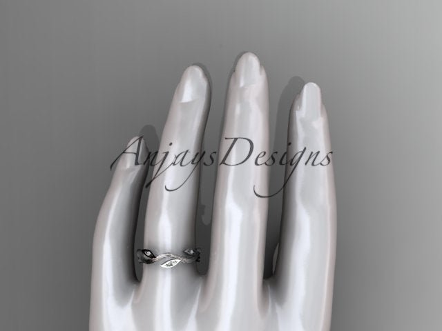 Nature Inspired Leaf Ring Lab Grown Diamond Dainty Wedding Band