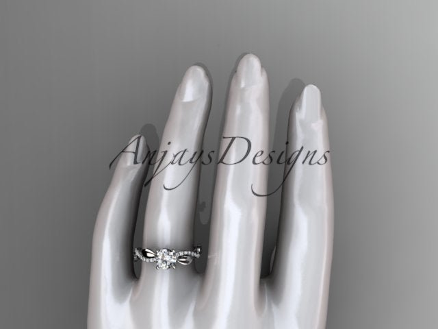 Nature Inspired Engagement Ring 1 Carat Round Lab Grown Diamond D VS1 Leaf Ring