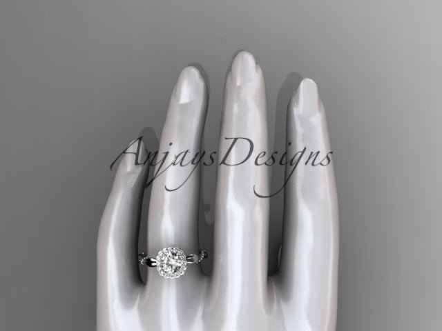 1 Carat Round Lab Grown Diamond Nature Inspired Engagement Ring Leaf Proposal Ring Beaded Ring