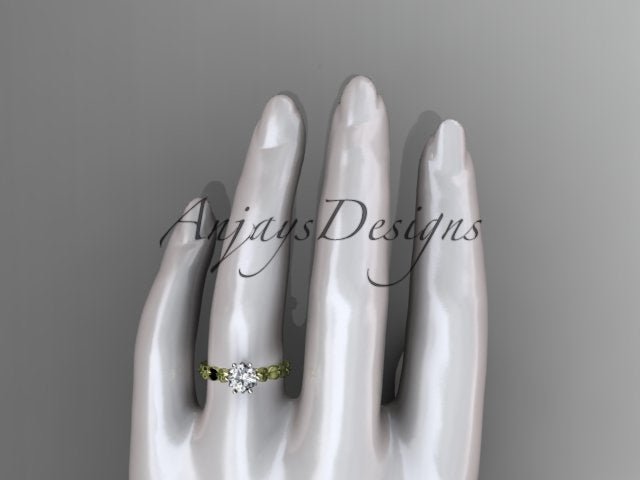 1 Carat Round Brilliant Lab Grown Diamond Nature Inspired Engagement Ring Leaf Dainty Nature Proposal Ring