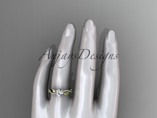 Nature Inspired Engagement Ring 1 Carat Round Lab Grown Diamond D VS1 Leaf Ring