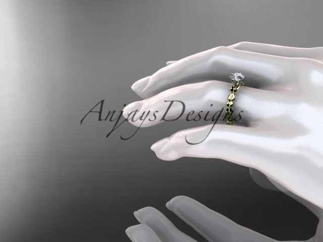 1 Carat Round Brilliant Lab Grown Diamond Nature Inspired Engagement Ring Leaf Dainty Nature Proposal Ring