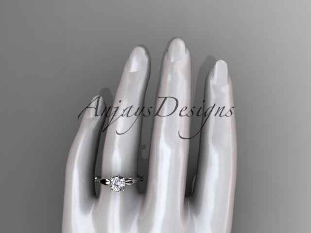 Nature Inspired Diamond Engagement Ring Round 1 Carat Round Diamond Leaf Vine Branch Wedding Ring