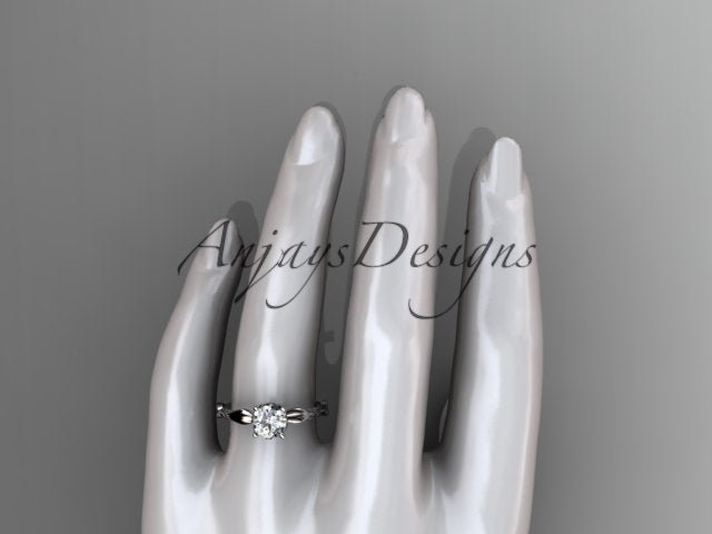 Nature Inspired Diamond Engagement Ring Round 1 Carat Round Diamond Leaf Vine Branch Wedding Ring