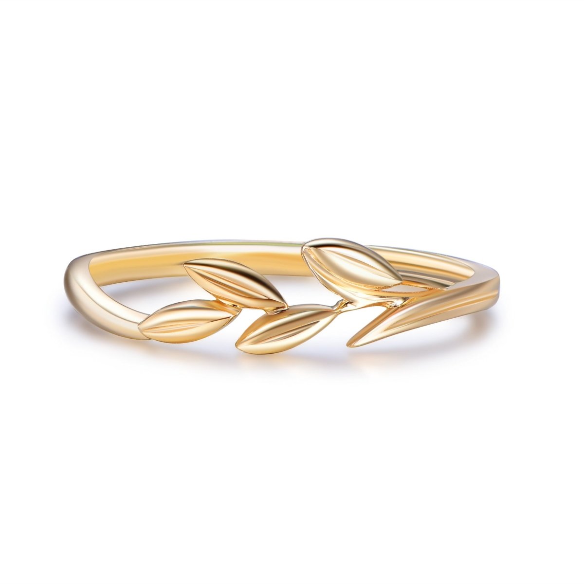14K Gold Leaf Ring – Nature-Inspired Leaf Band for Everyday Elegance or Wedding