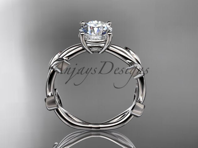 Nature Inspired Engagement Ring 1 Carat Round Lab Grown Diamond Leaf Wedding Ring IGI Certified