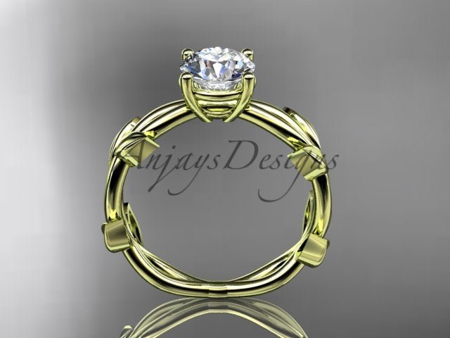 Nature Inspired Engagement Ring 1 Carat Round Lab Grown Diamond Leaf Wedding Ring IGI Certified