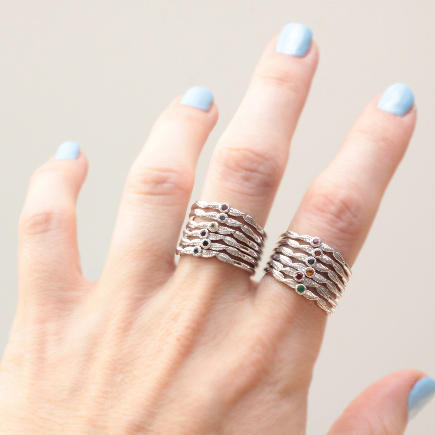 Sapphire Birthstone Leaf Ring