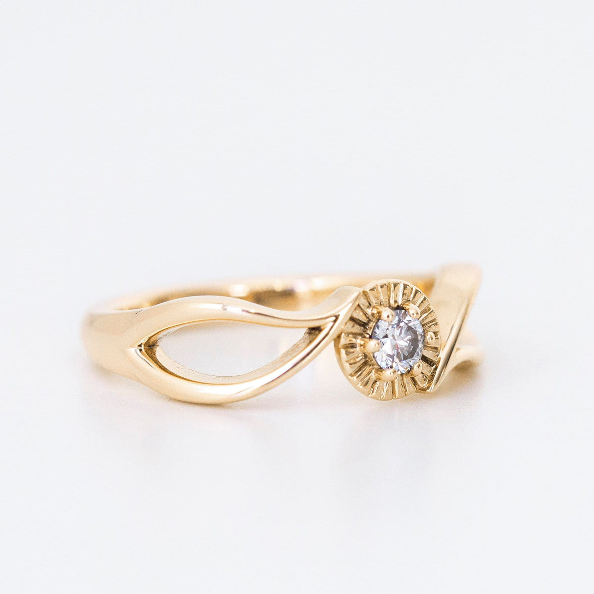 Leaf inspired Diamond Engagement ring