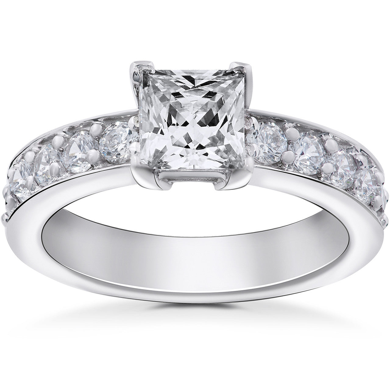 2 ct Princess Cut Diamond Engagement Ring 14K White Gold Clarity Lab Grown