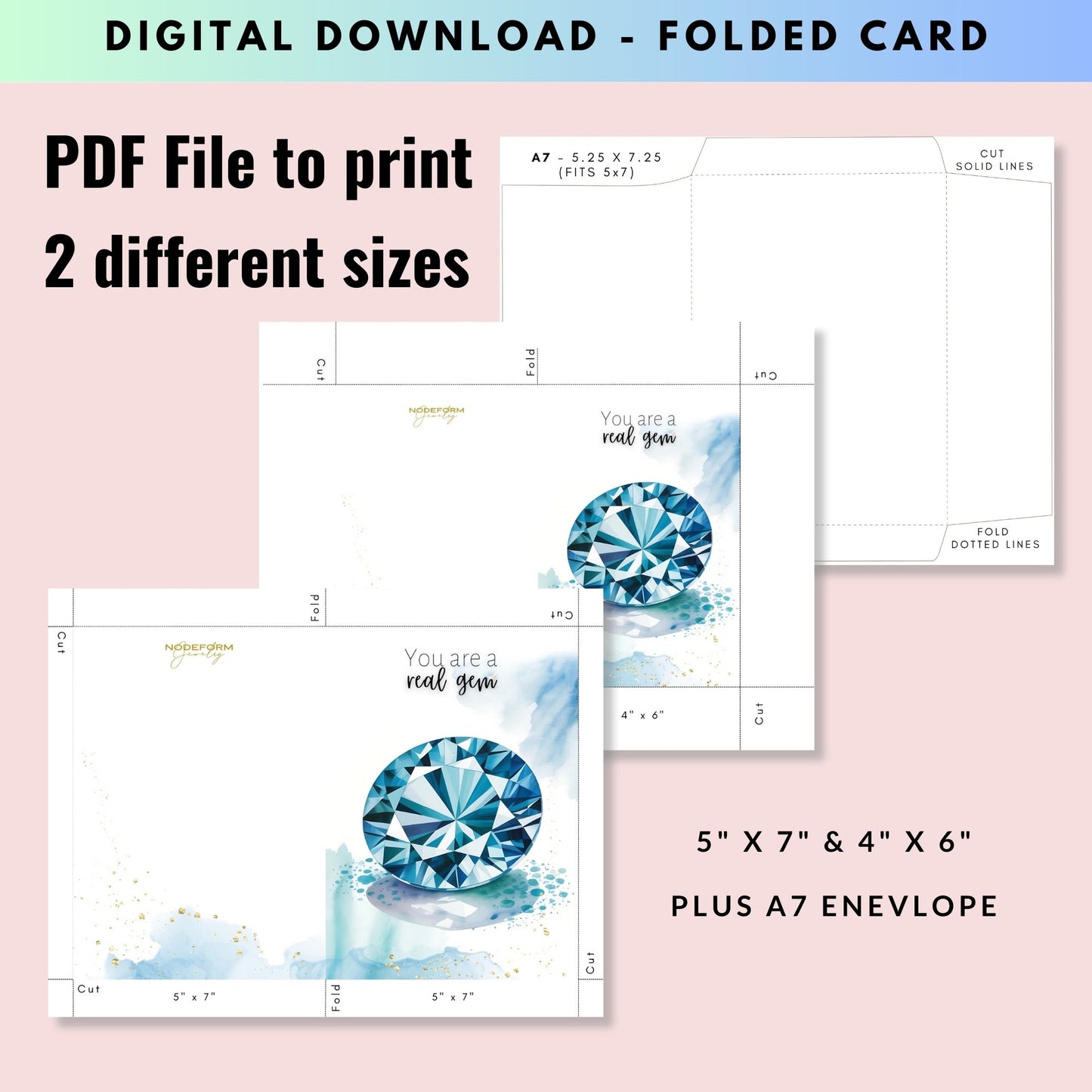 You are a real gem | Watercolor London Blue Topaz Greeting Card