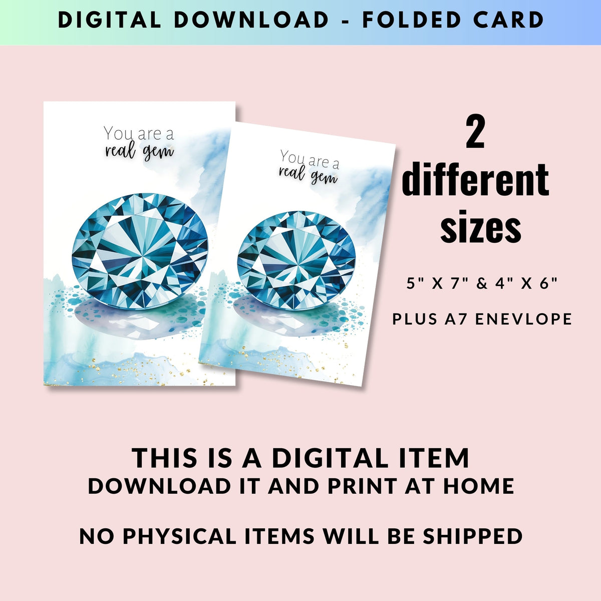 You are a real gem | Watercolor London Blue Topaz Greeting Card