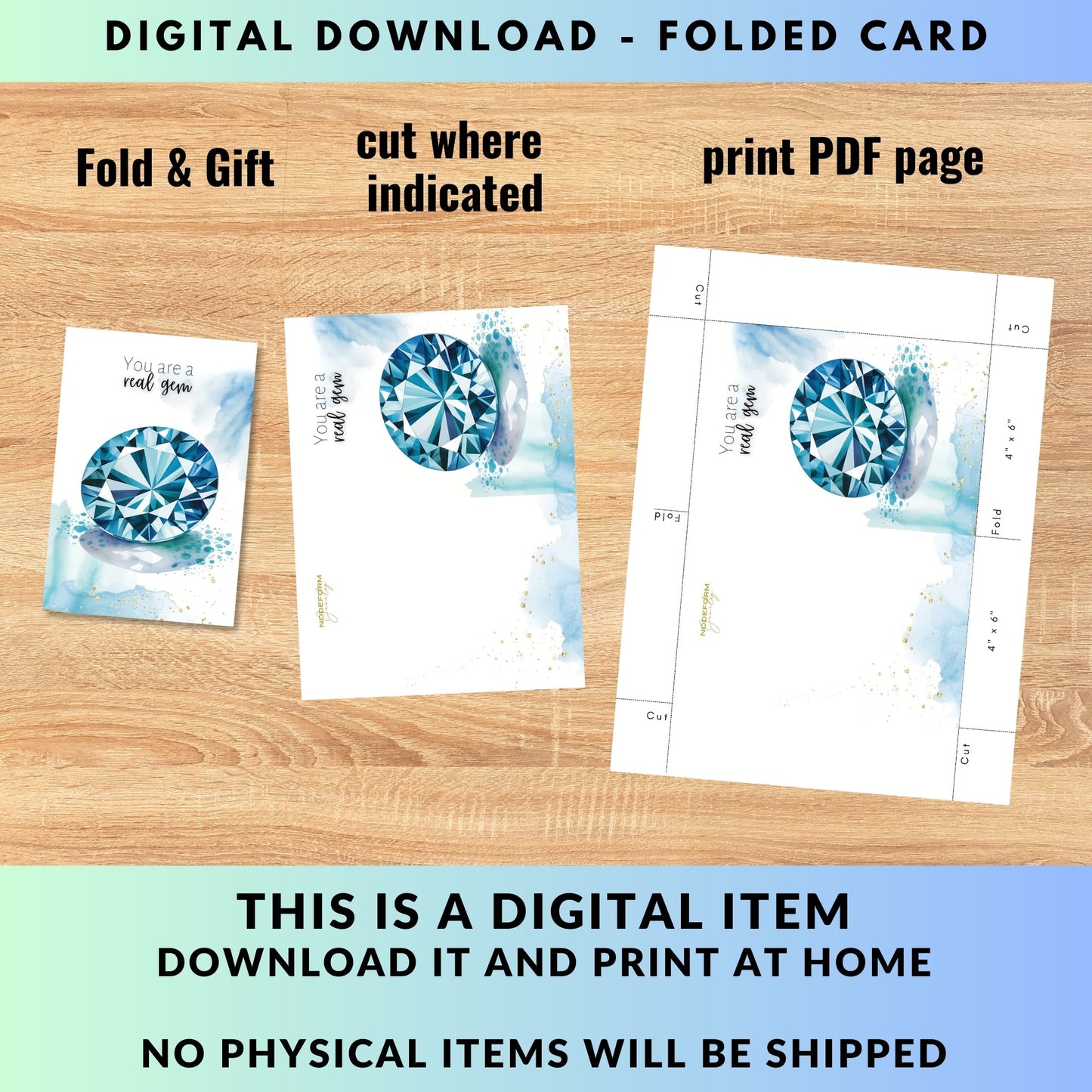 You are a real gem | Watercolor London Blue Topaz Greeting Card