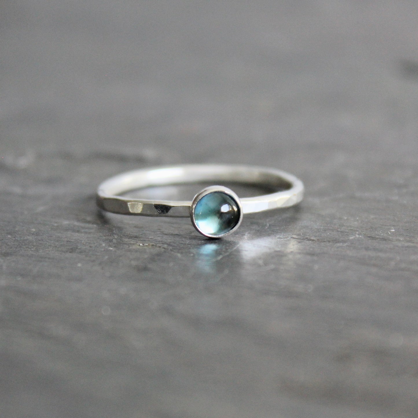 Sterling Silver London Blue Topaz Stacking Ring | December Birthstone | 4th Anniversary