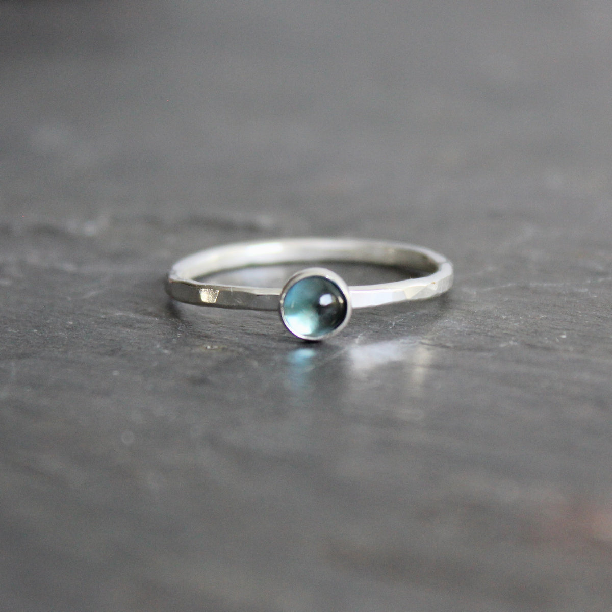 Sterling Silver London Blue Topaz Stacking Ring | December Birthstone | 4th Anniversary