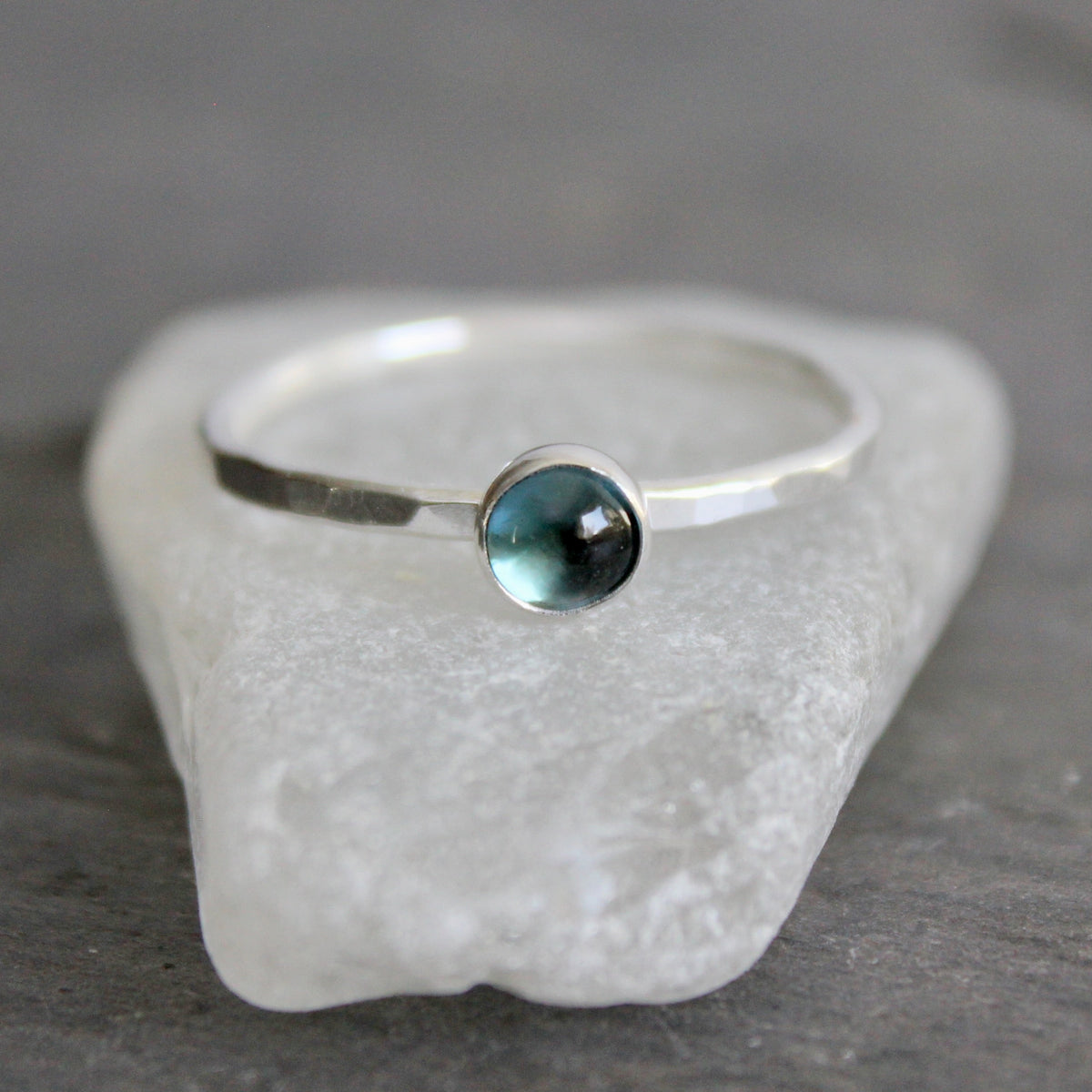 Sterling Silver London Blue Topaz Stacking Ring | December Birthstone | 4th Anniversary