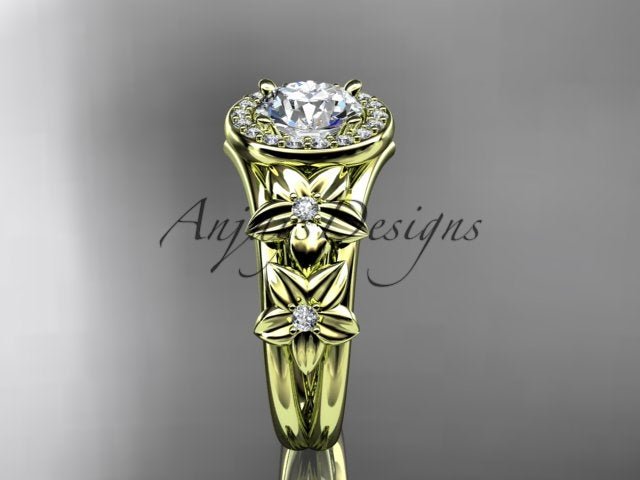 1 Carat Round Lab Grown Diamond Halo Engagement Ring Flower Diamond Ring D VS1 Floral Proposal Ring