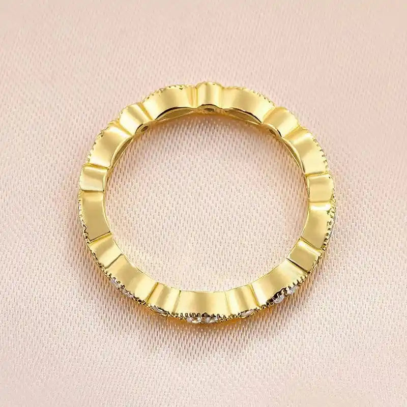 Solarii Vintage Full Eternity Art Deco Stacking Wedding Ring In 925 Sterling Silver