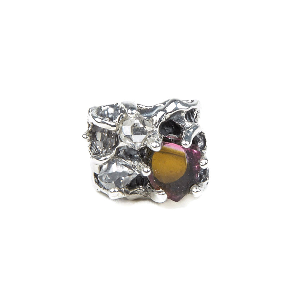 LUNAR DREAMS RING | TOURMALINE & HERKIMER DIAMOND