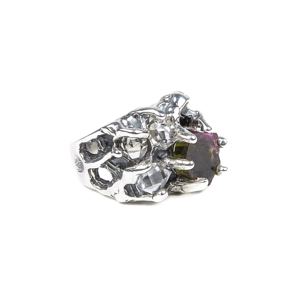 LUNAR DREAMS RING | TOURMALINE & HERKIMER DIAMOND