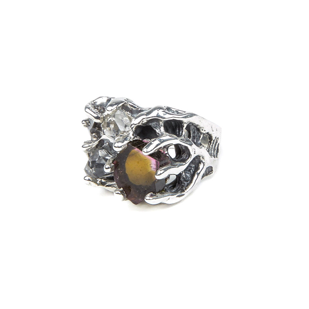 LUNAR DREAMS RING | TOURMALINE & HERKIMER DIAMOND
