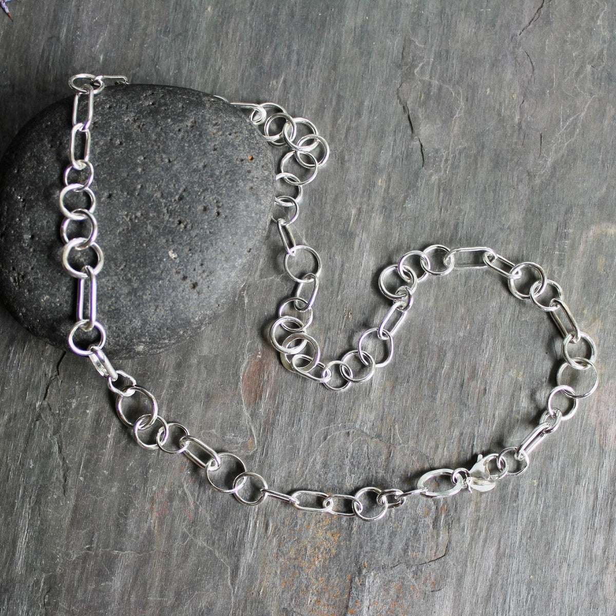 Luxe Sterling Silver Random Link Chain Necklace | Handmade | Ready to Ship