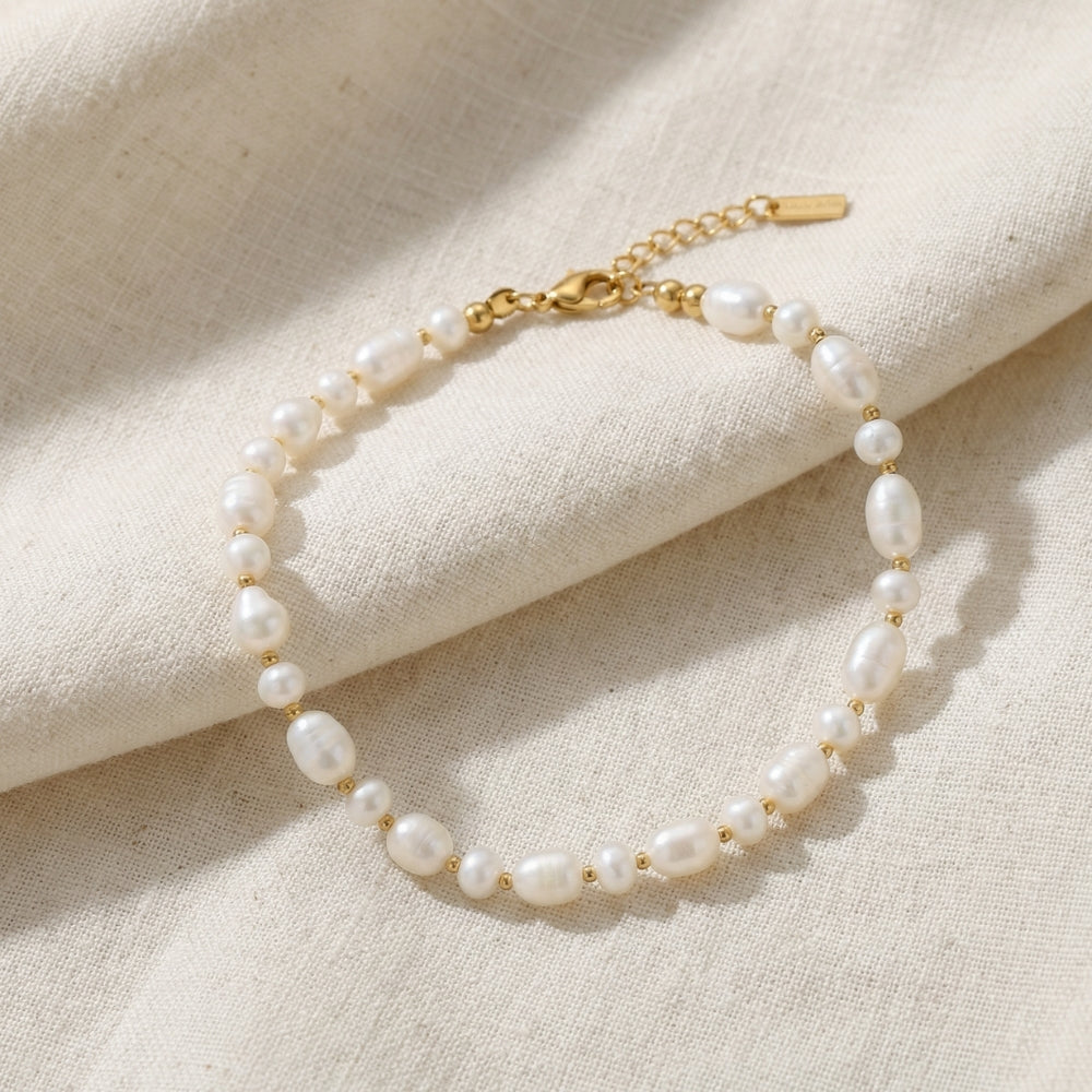 Leah Pearl Anklet 18k Yellow Gold