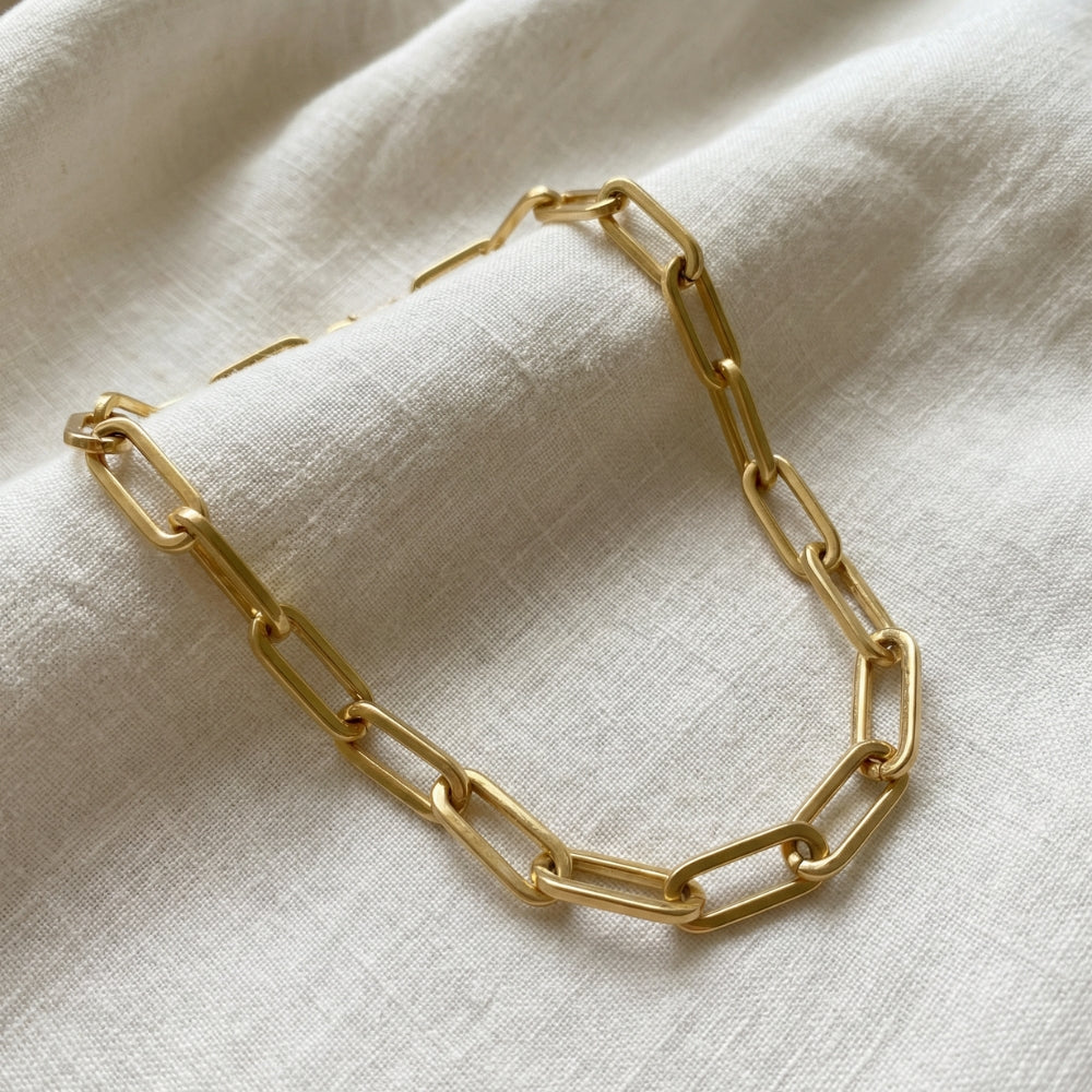 Yasmine 6mm Paperclip Anklet 18k Gold Plated 10" Length