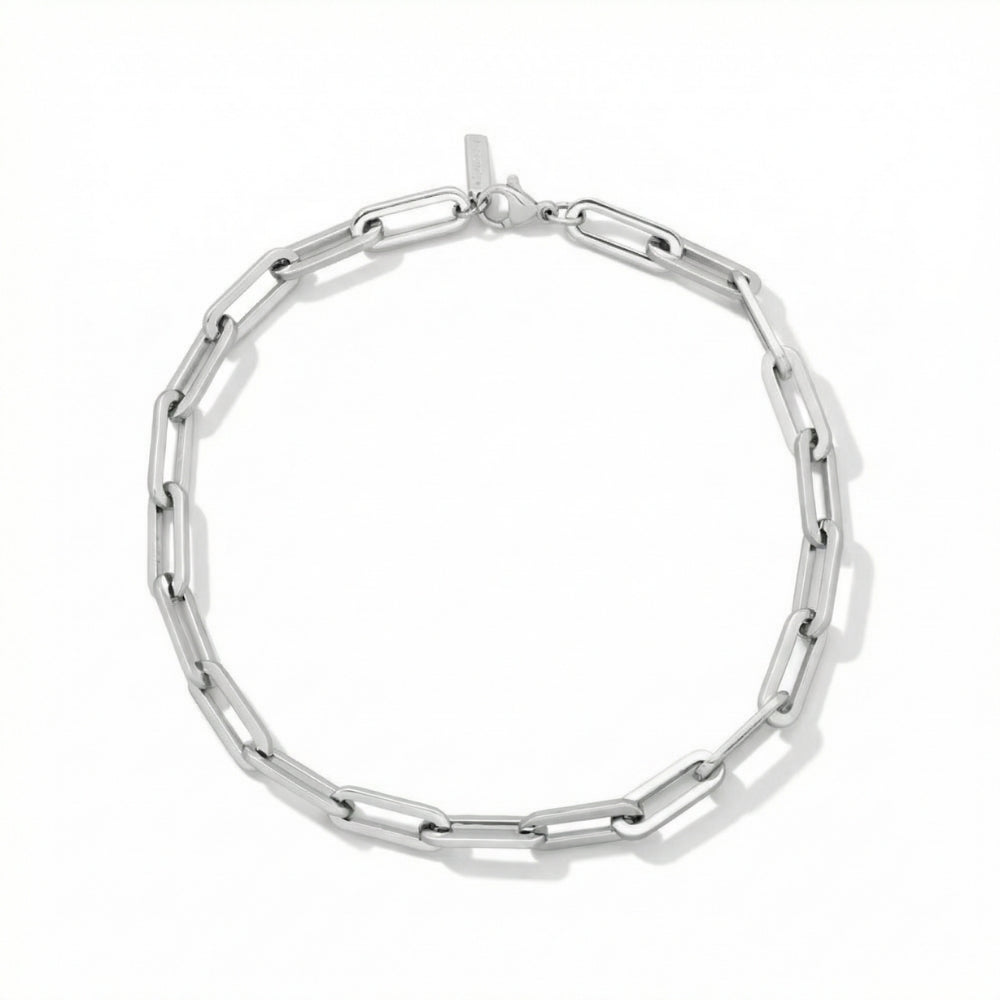 Yasmine 6mm Paperclip Anklet Silver Plated 10" Length