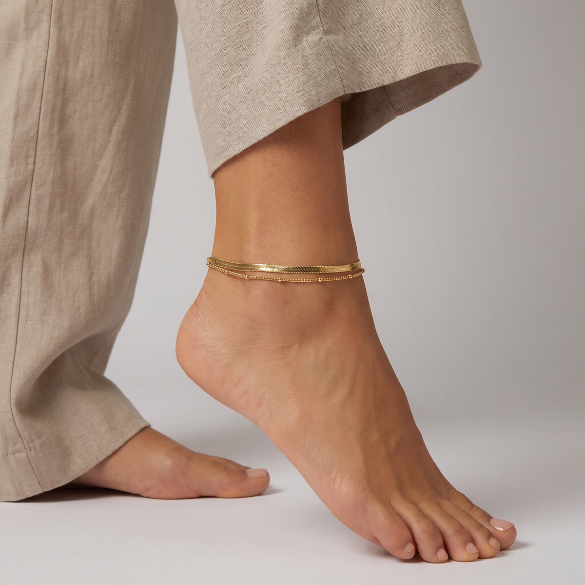 Stefanie Anklet 18k Gold Plated 9.25" with 1.5" Extender