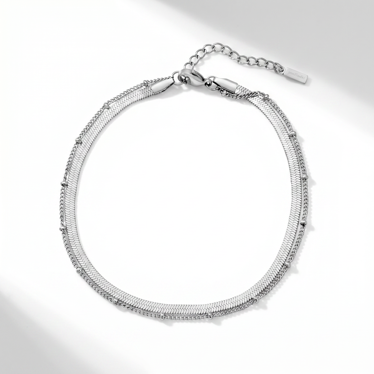 Stefanie Anklet Silver Plated 9.25" with 1.5" Extender