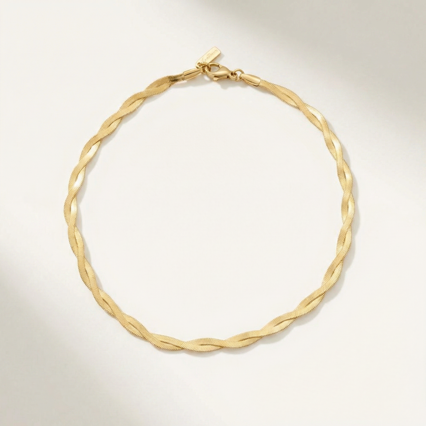 Amina Anklet 18k Gold Plated 10" 6mm Total Width Herringbone Chain