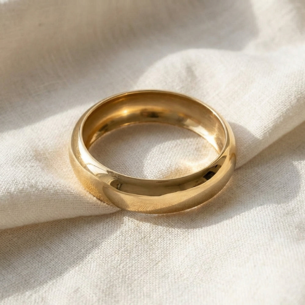 Heavy Weight Thick 1" 18k Yellow Gold Plated Bangle