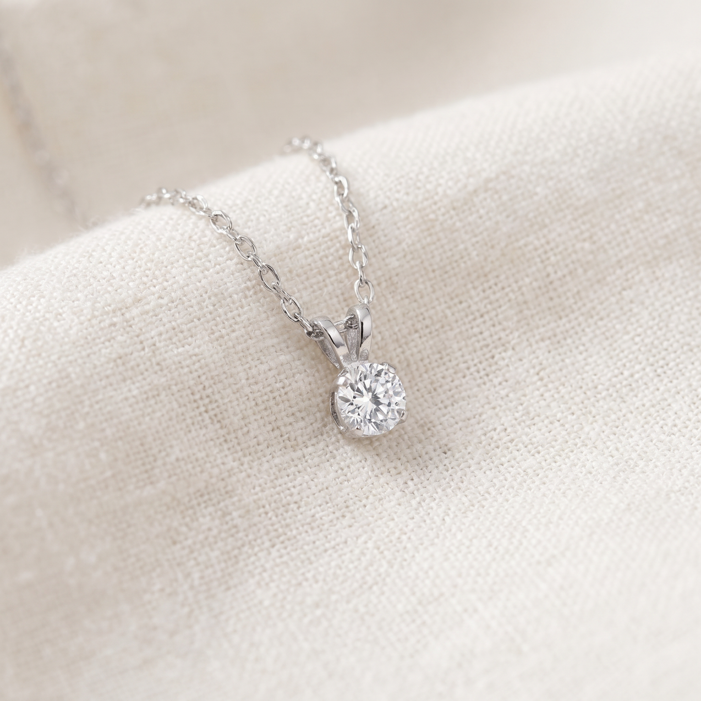 1/3Ct Solitaire Diamond Pendant 14k White Gold Necklace Lab Grown