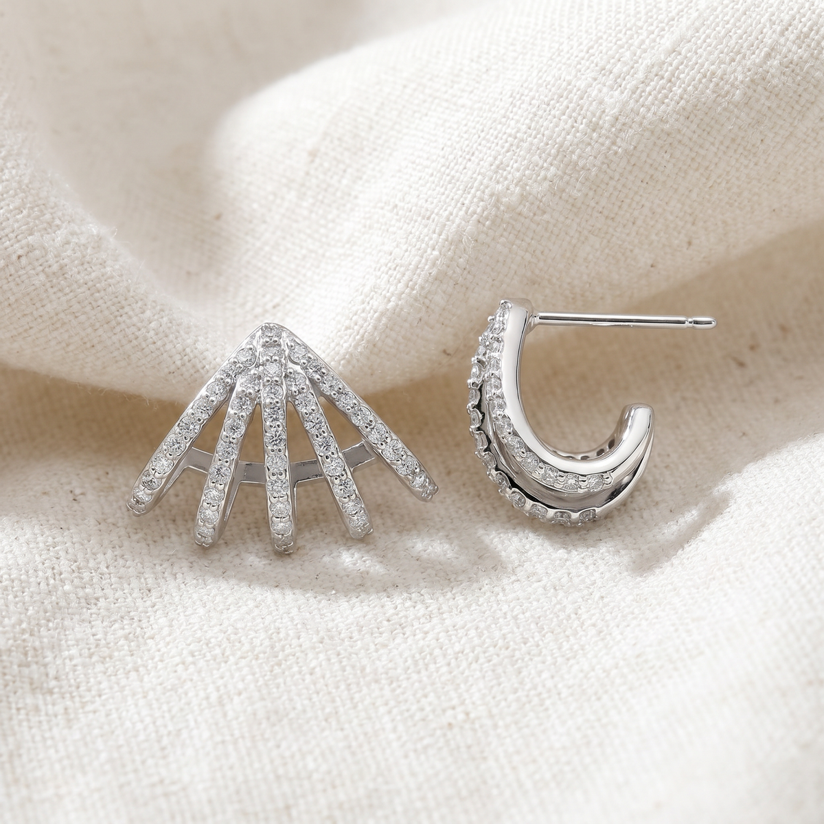 1 Ct Diamond Burst Studs Womens Huggie Earrings 14k White Gold Lab Grown