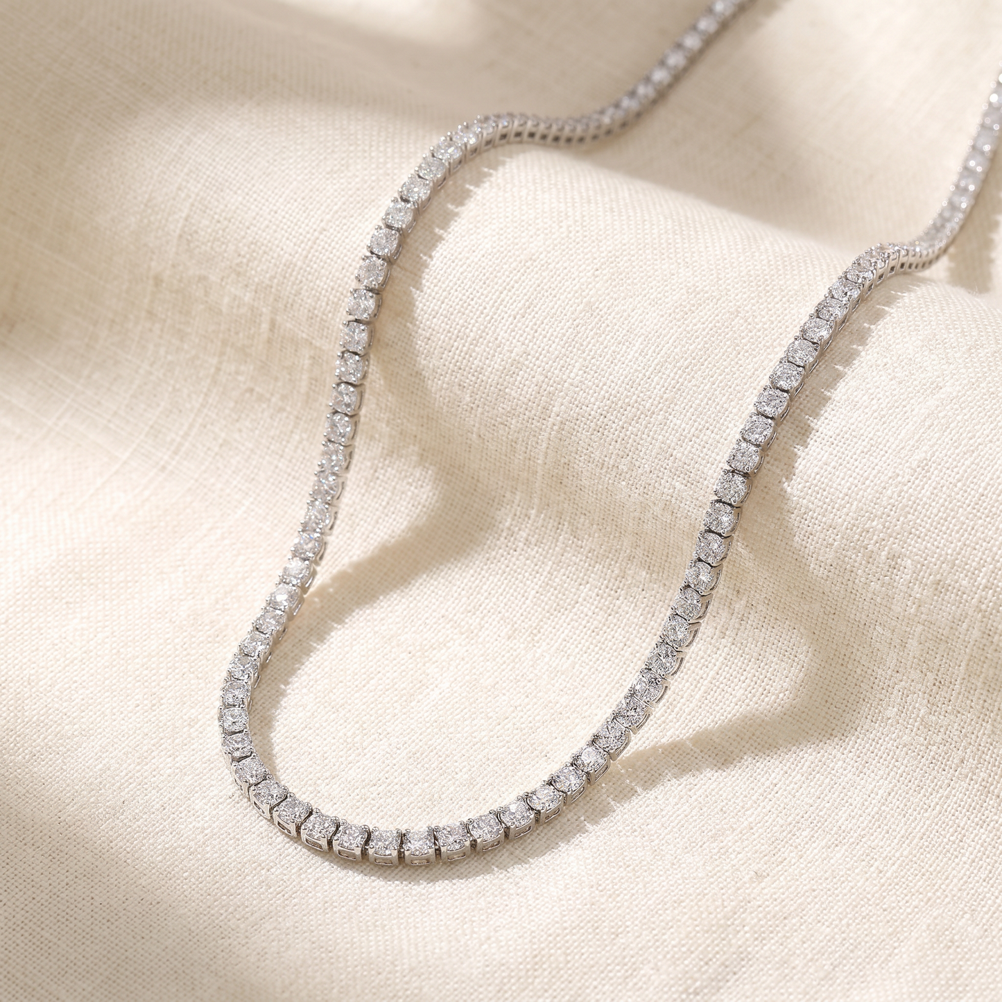 Certified 38.34Ct Natural Diamond 25.5" Tennis Necklace 14k White Gold
