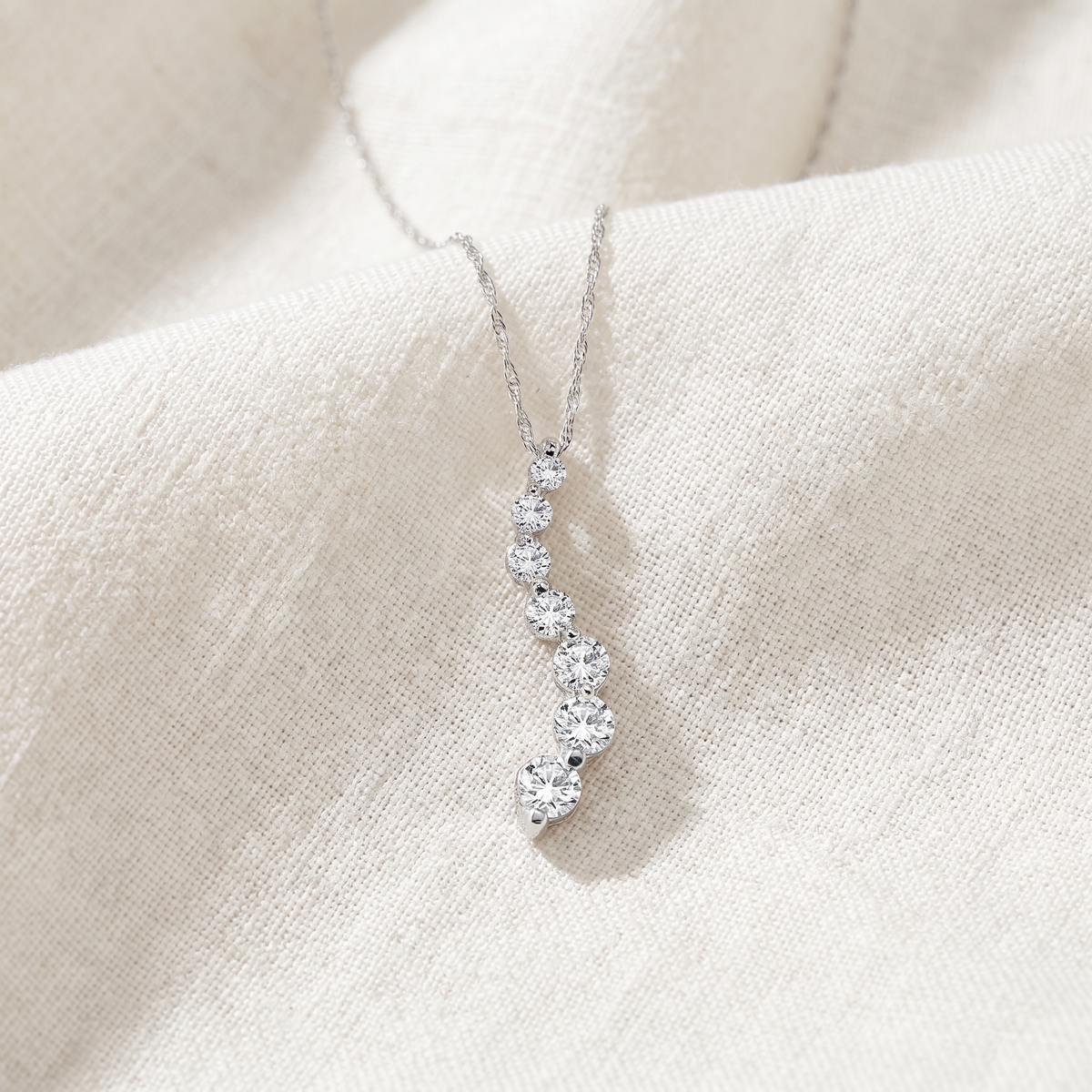 1/2Ct Diamond Journey Pendant 18" Women's Necklace Lab Grown 3/4" Tall