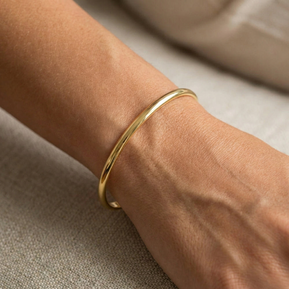 Heavy Weight 6MM 18k Yellow Gold Plated Bangle