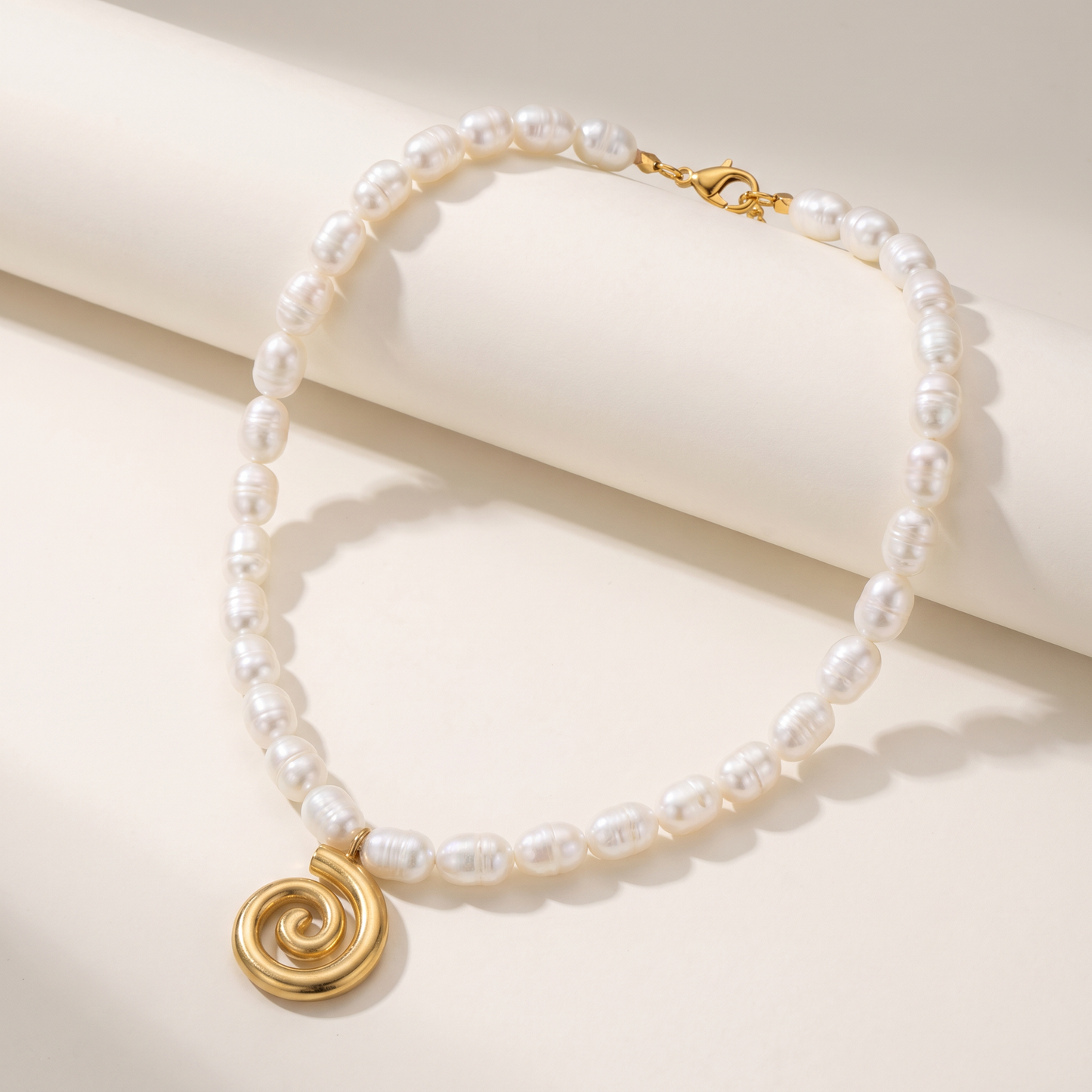 Athena 18" Pearl 18k Yellow Gold Plated Pendant Necklace