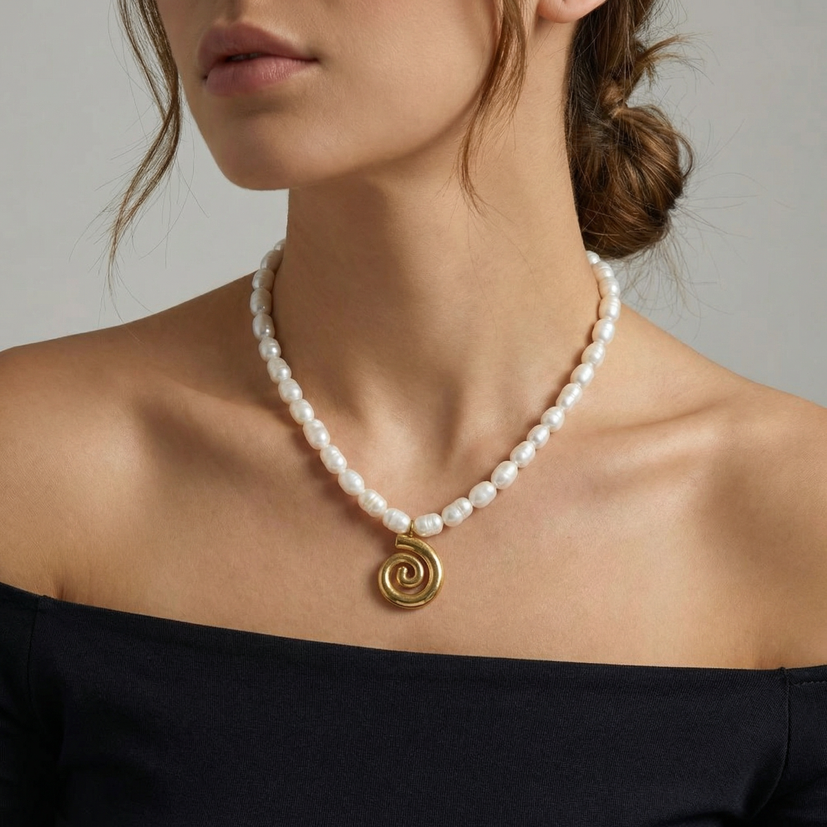 Athena 18" Pearl 18k Yellow Gold Plated Pendant Necklace