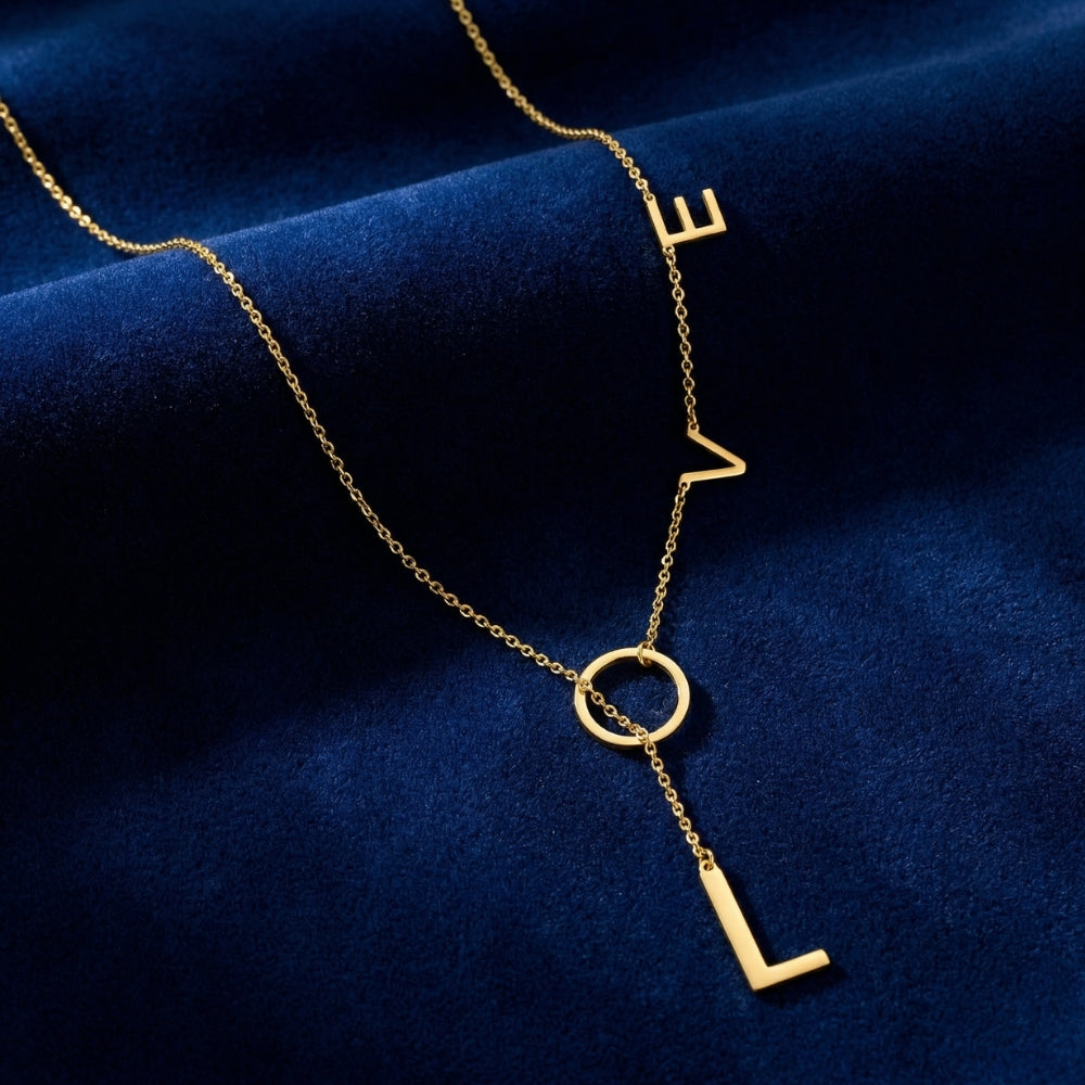 Love Lariat Necklace 18k Gold Plated 21"