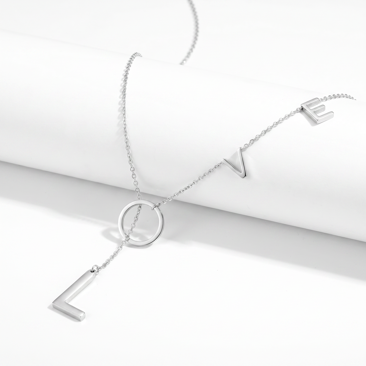 Love Lariat Necklace 18k White Gold Plated 21"